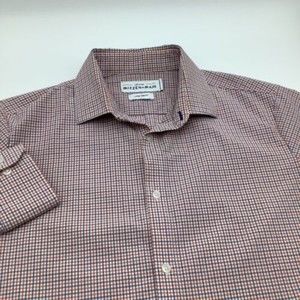 Mizzen + Main Mens Trim Fit Long Sleeve Button Up‎ Shirt Checkered Size Large